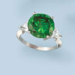 6.25 Carat Simulated Emerald and 1.50 ct. t.w. CZ Ring in Sterling Silver