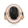 Black Onyx and .34 ct. t.w. Diamond Ring with Mother-of-Pearl in 14kt Yellow Gold