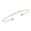 Italian .14 ct. t.w. CZ Circle Ends Cuff Bracelet in 14kt Yellow Gold