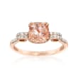 1.40 Carat Morganite and .10 ct. t.w. Diamond Ring in 14kt Rose Gold Over Sterling