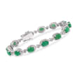9.10 ct. t.w. Emerald Bracelet with Diamond Accents in Sterling Silver