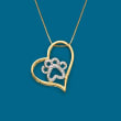 .15 ct. t.w. Diamond Paw Print and Heart Pendant Necklace in 18kt Gold Over Sterling