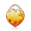 Amber and Diamond-Accented Heart Pendant in 14kt Yellow Gold
