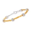 Charles Garnier &quot;Paolo&quot; .86 ct. t.w. CZ Beaded Station Bracelet in Sterling Silver and 18kt Gold Over Sterling