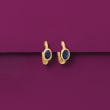 1.30 ct. t.w. Sapphire Hoop Earrings in 14kt Yellow Gold