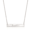 Sterling Silver Script Name Bar ID Necklace