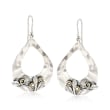 Sterling Silver and 14kt Yellow Gold Open Teardrop Floral Earrings with Cultured Pearls 