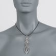 Zina Sterling Silver &quot;Wired&quot; Pendant Necklace with Black Leather Cord 17-inch