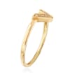 C. 1990 Vintage 14kt Yellow Gold V-Shape Ring with Diamond Accents
