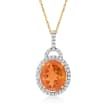 4.10 Carat Citrine Pendant Necklace with Diamonds in 14kt Yellow Gold