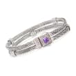 Phillip Gavriel &quot;Woven&quot; .80 Carat Amethyst and .40 ct. t.w. White Sapphire Station Link Bracelet in Sterling Silver