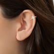 Diamond-Accented Cross Single Ear Cuff in Sterling Silver