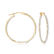 Swarovski Crystal Inside-Outside Hoop Earrings in 14kt Yellow Gold