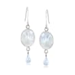 White Moonstone and 2.40 ct. t.w. Blue Topaz Drop Earrings in Sterling Silver
