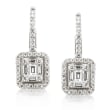 .86 ct. t.w. Baguette and Round Diamond Drop Earrings in 18kt White Gold