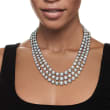 6-11.5mm Gray Cultured Pearl Graduated Three-Strand Necklace with 14kt Yellow Gold 18-inch