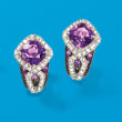 2.00 ct. t.w. Amethyst and .40 ct. t.w. White Topaz Earrings in Sterling Silver