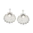 Italian 6-6.5mm Cultured Pearl Seashell Drop Earrings in Sterling Silver