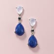 Lapis and White Chalcedony Drop Earrings with .20 ct. t.w. Sapphires in Sterling