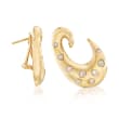 C. 1990 Vintage .85 ct. t.w. Diamond Swirl Earrings in 14kt Yellow Gold