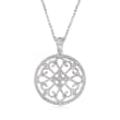 .10 ct. t.w. Diamond Filigree Circle Pendant Necklace in Sterling Silver