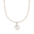 6-7mm Cultured Pearl Necklace with Sterling Silver Personalized Disc Charm