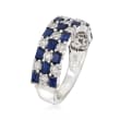 Gregg Ruth 1.75 ct. t.w. Baguette Sapphires and .86 ct. t.w. Diamond Checkerboard Ring in 18kt White Gold