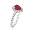 1.20 Carat Pear-Shaped Ruby and .75 ct. t.w. Diamond Ring in 14kt White Gold