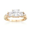 2.00 ct. t.w. Princess-Cut and Round CZ Ring in 14kt Yellow Gold