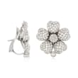 C. 1990 Vintage 5.40 ct. t.w. Pave Diamond Floral Earrings in 18kt White Gold