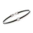 ALOR &quot;Noir&quot; Two-Tone Stainless Steel Cable Bracelet with Diamonds and 18kt White Gold