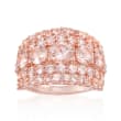 4.10 ct. t.w. Morganite Ring in 18kt Rose Gold Over Sterling