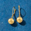 8mm 14kt Yellow Gold Bead Drop Earrings