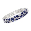 Belle Etoile &quot;Adina&quot; Lapis and 1.00 ct. t.w. CZ Bangle Bracelet in Sterling Silver