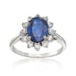 C. 1990 Vintage 2.35 Carat Sapphire and .50 ct. t.w. Diamond Ring in 18kt White Gold