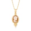 Shell Cameo Rope Bezel Pendant Necklace in 14kt Yellow Gold