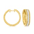 1.00 ct. t.w. Diamond Beaded Hoop Earrings in 18kt Gold Over Sterling