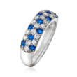 C. 1980 Vintage .60 ct. t.w. Diamond and .35 ct. t.w. Simulated Blue Spinel Ring in Platinum