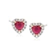 1.10 ct. t.w. Ruby and .28 ct. t.w. Diamond Heart Earrings in 14kt Two-Tone Gold