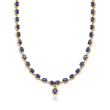C. 1990 Vintage 39.00 ct. t.w. Sapphire and 5.00 ct. t.w. Diamond Necklace in 14kt Yellow Gold