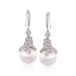 14.5mm Cultured South Sea Pearl and 2.16 ct. t.w. Diamond Earrings in 18kt White Gold