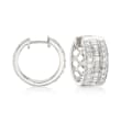 1.00 ct. t.w. Baguette and Round Diamond Hoop Earrings in Sterling Silver