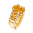 8.65 ct. t.w. Citrine and .40 ct. t.w. White Zircon Ring in 18kt Gold Over Sterling