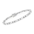 8.25 ct. t.w. Round and Baguette CZ Bracelet in Sterling Silver