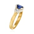 C. 1980 Vintage .60 Carat Sapphire and .30 ct. t.w. Diamond Ring in 18kt Yellow Gold