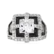5.91 ct. t.w. CZ Art Deco Ring with Black Enamel in Sterling Silver