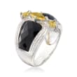 Black Agate and .80 ct. t.w. Citrine Ring in Sterling Silver