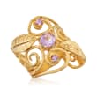 .80 ct. t.w. Amethyst Leaf Ring in 18kt Yellow Gold Over Sterling Silver