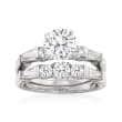 2.60 ct. t.w. CZ Bridal Set: Engagement and Wedding Rings in Sterling Silver