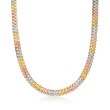 C. 1980 Vintage 14kt Tri-Colored Gold Fancy-Link Necklace
